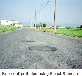 Repair of potholes using Emcol Standard