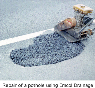 Repair of a pothole using Emcol Drainage
